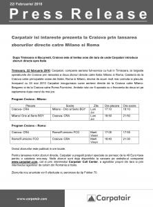 Zboruri directe  de la Craiova  la Milano si Roma