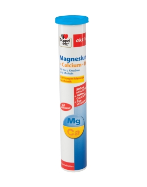 Suplimentele Doppelherz� Aktiv Magneziu + Calciu + D3, cu gust de portocale si maracuja