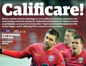 GSP.ro: FC Copenhaga - Steaua 1-1. Ros-albastrii obtin a 10-a calificare din istorie in primavara europeana
