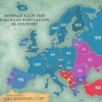 Harta coeficientului de inteligenta la nivel european