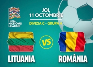 Romania a invins  Lituania cu 2-1 in Liga Natiunilor, Divizia C, Grupa 4