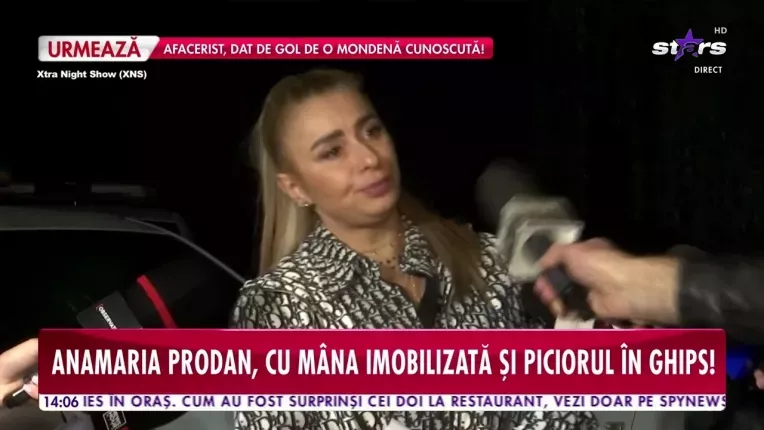 Anamaria Prodan, cu mana imobilizata si piciorul in ghips!
