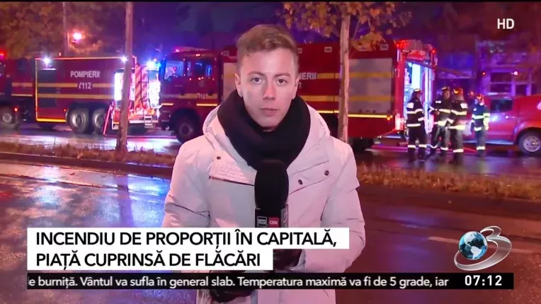 Incendiu de proportii in Bucuresti. Piata 1 Decembrie a fost mistuita de flacari