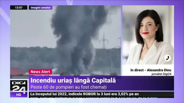 Incendiu de proportii la doua depozite din Voluntari. Din interior se aud explozii succesive