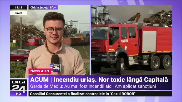 Incendiu urias langa Bucuresti. Garda de Mediu: Ard deseuri amestecate