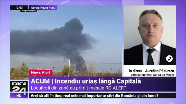 Incendiu urias langa Bucuresti. RO-Alert a emis alerta extrema