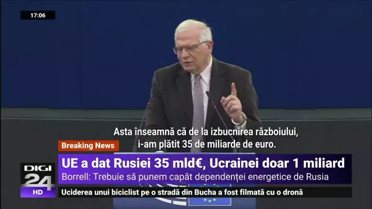 Josep Borrell: UE ii plateste lui Putin 1 miliard de euro pe zi pentru importurile de energie