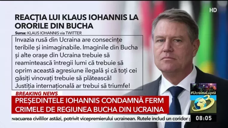 Klaus Iohannis condamna masacrul din Bucha, Ucraina