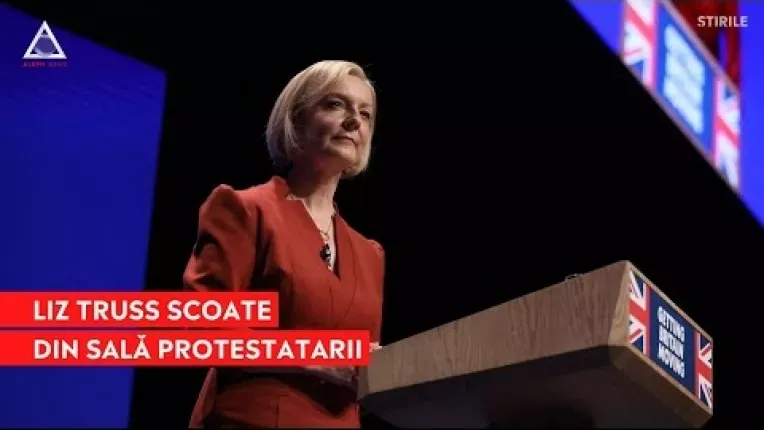 Liz Truss scoate protestatarii din sala