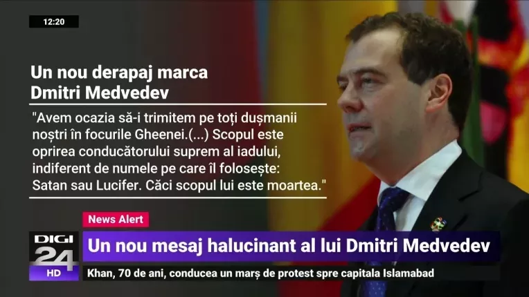 Medvedev, noi afirmatii halucinante: Rusia duce in Ucraina un "conflict sacru cu Satana"
