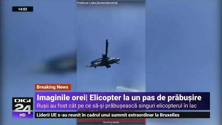 Militarii rusi din Ucraina, cat pe ce sa-si prabuseasca un elicopter de atac intr-un lac