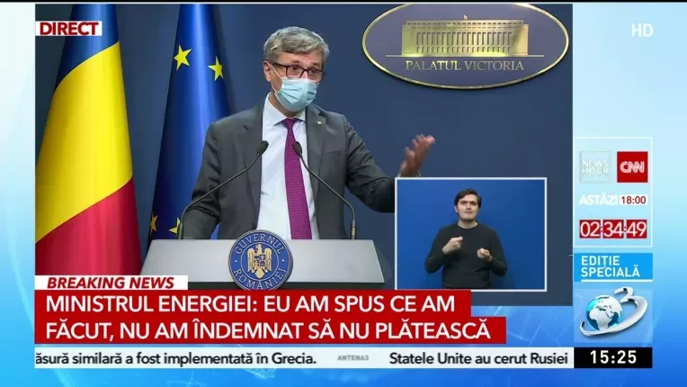 Ministrul Energiei, deranjat de intrebarile despre neplata facturilor la utilitati: Eu am reclamat f