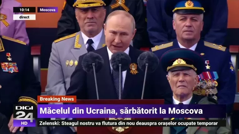 Putin sarbatoreste "Ziua Victoriei". Parada la Moscova, cand rusi bombardeaza orasele ucrainene