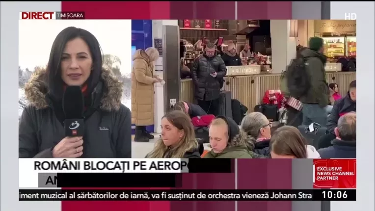 Sute de romani sunt blocati pe aeroporturi din Marea Britanie din cauza ninsorii
