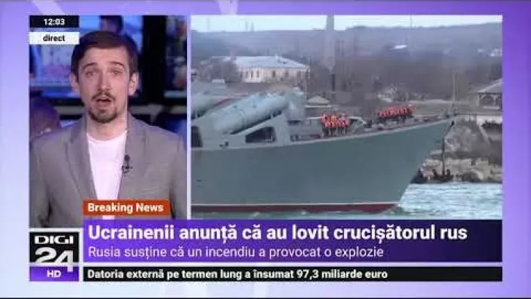 Ucraina anunta ca nava-amiral a flotei ruse a fost lovita de rachetele ucrainene