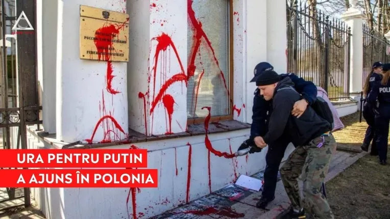 Ura fata de Putin a ajuns in Varsovia. Ambasada Rusiei a fost vandalizata