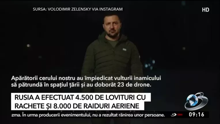 Volodimir Zelenski a prezentat bilantul atacurilor Rusiei langa o drona doborata