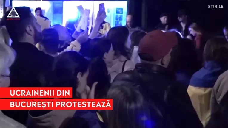 Zeci de ucraineni au protestat aseara in Bucuresti