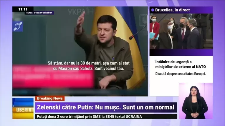 Zelenski: "Daca nu vrei sa pleci acum, aseaza-te la masa negocierilor. Sunt liber"