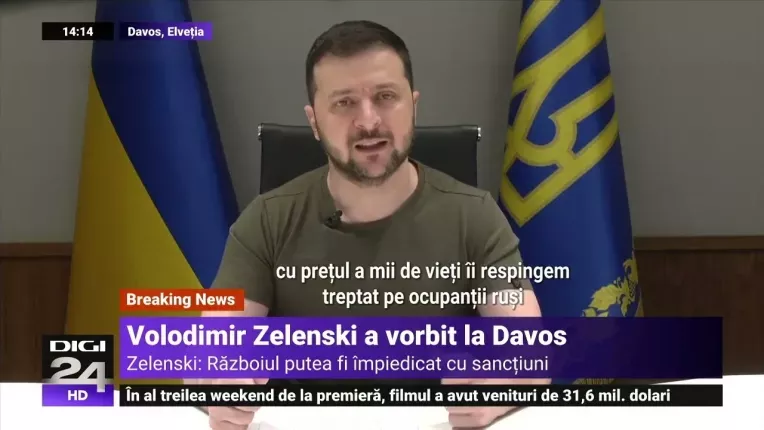 Zelenski, mesaj la Forumul de la Davos: Razboiul ar fi putut fi prevenit cu sanctiuni